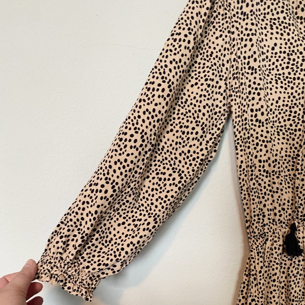 Anthropologie Beachgold Chelsea Romper Animal Print Tan/Black Spot Boho Sz XS - Picture 5 of 10